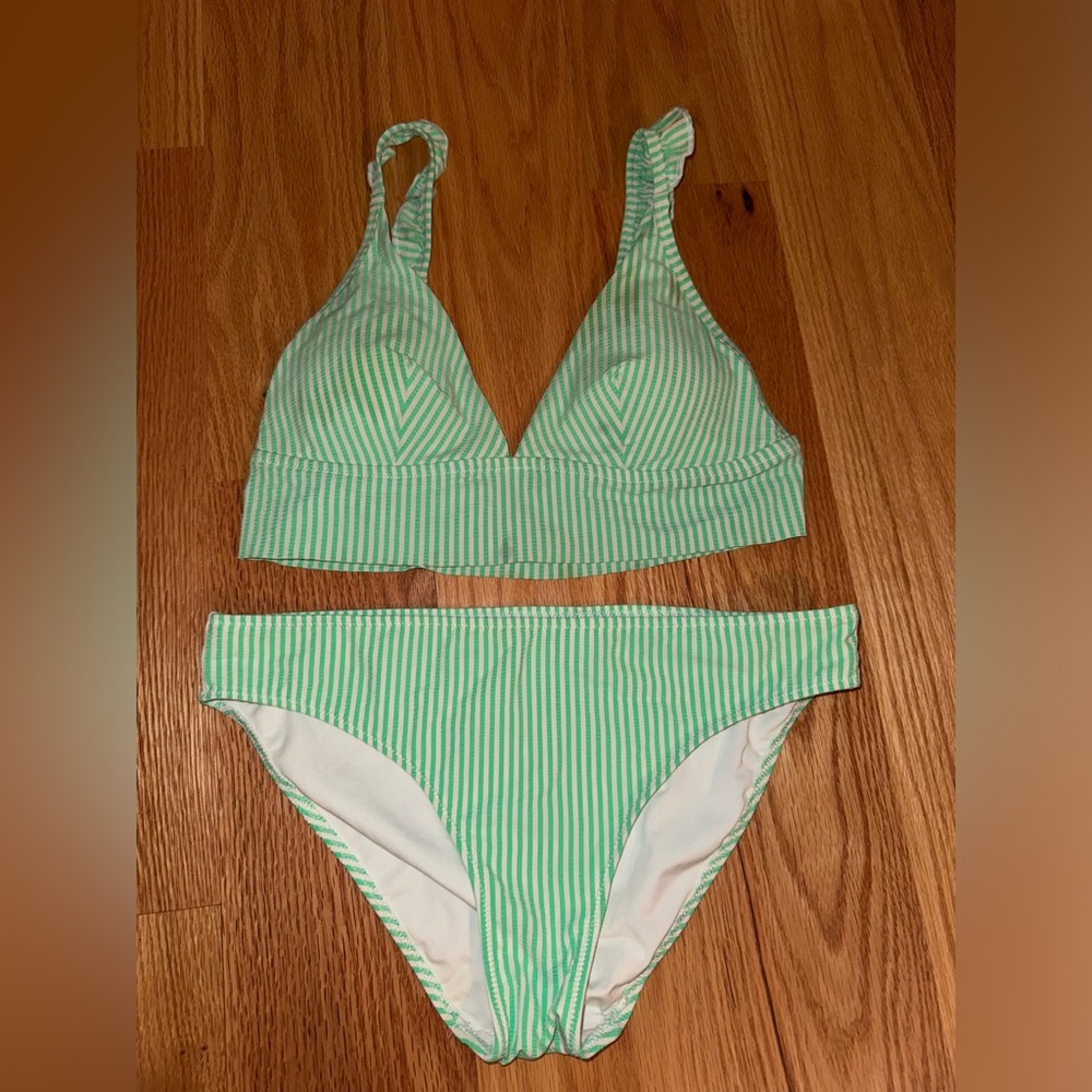 Aerie green gingham bikini top & bottom Medium